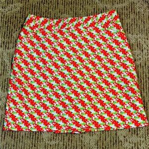 Peter Millar Performance Golf Skort - Red/Green Coral Print - Size 4 - Like new